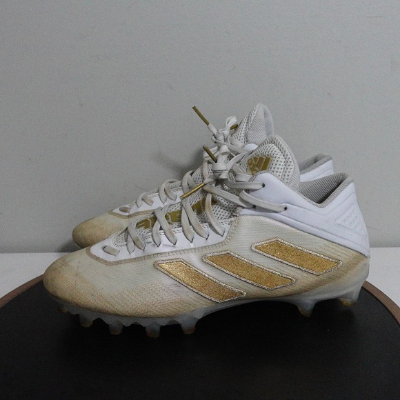 Adidas Adizero Cleats Men 10.5 Low Top White Gold Athletic Football Shoes Soccer main image 9